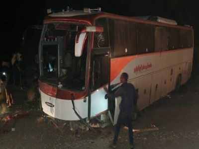 واژگونی اتوبوس در گردنه حیران