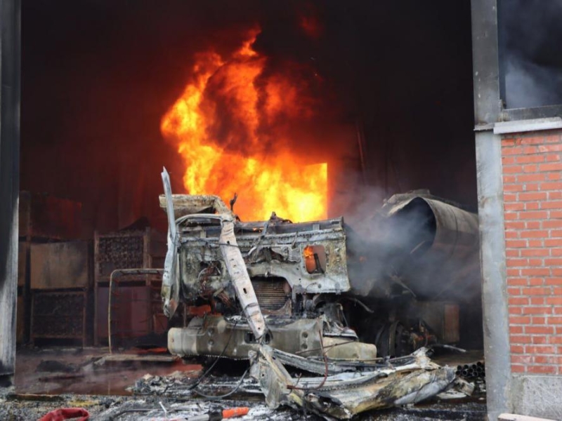 آتش سوزی در شهرک صنعتی رشت