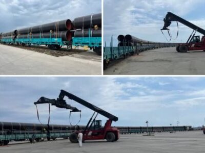 ترانزیت لوله های فولادی ترکیه به ترکمنستان از مسیر بندر کاسپین