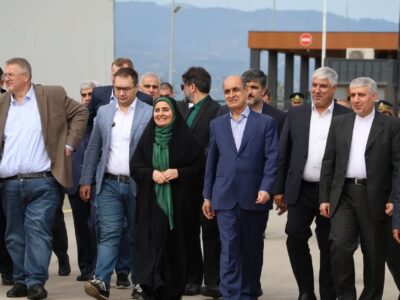 بازدید وزیر راه و هیئت‌های روس و آذربایجان از پایانه مرزی و بارانداز ریلی آستارا